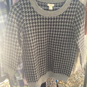 J. Crew merino houndstooth sweater with 3/4 sleeves XS
